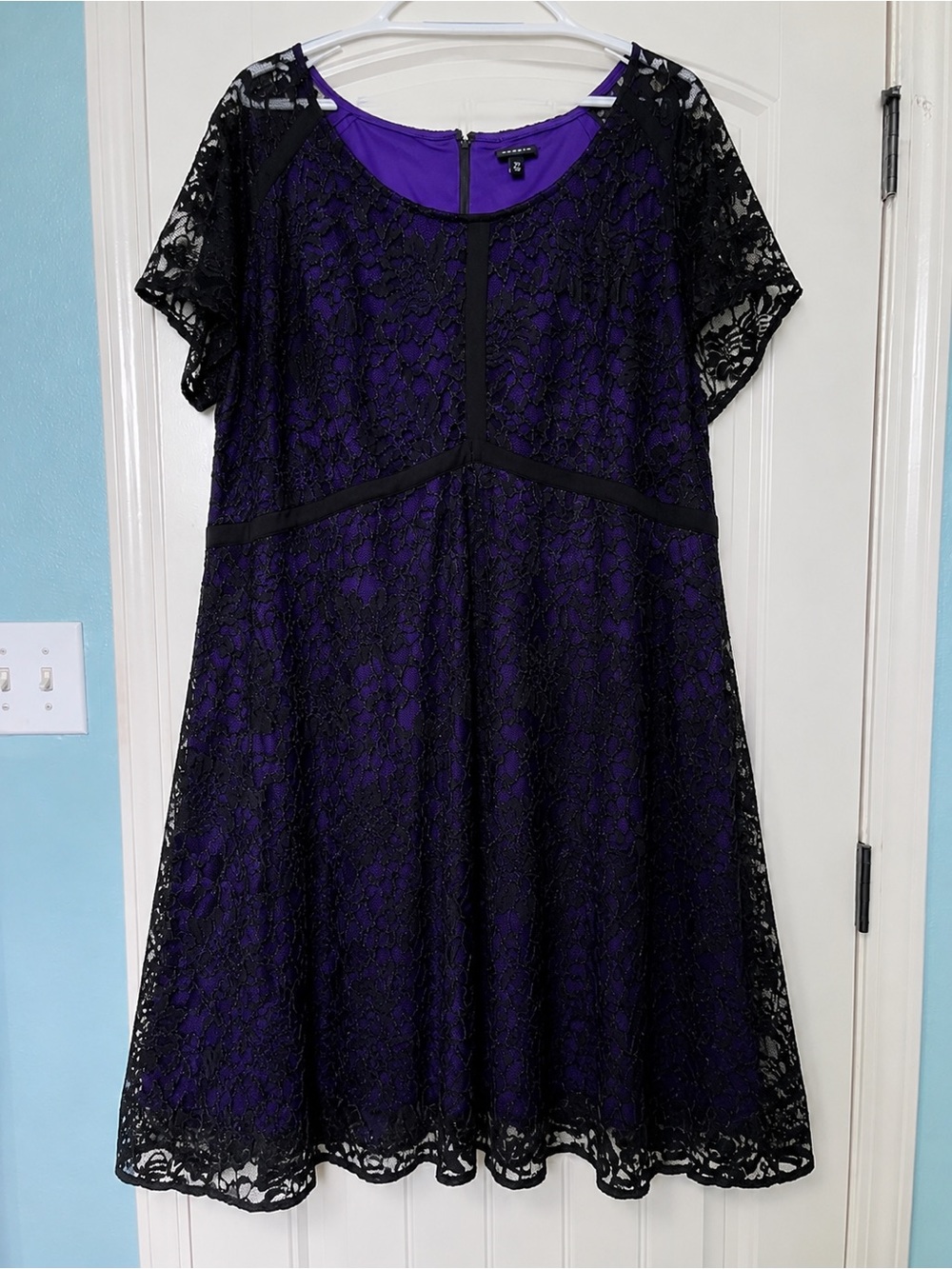 Torrid Purple Black Lace Fit & Flare Dress Size 22 Gothic Cocktail Party